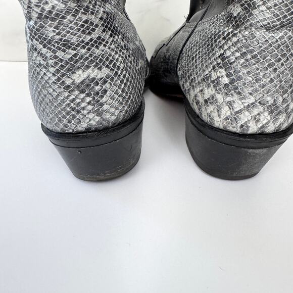 Cowboy Western Boots Mens 10.5 Made USA Texas Snake Print Classic Country Black - Picture 8 of 11